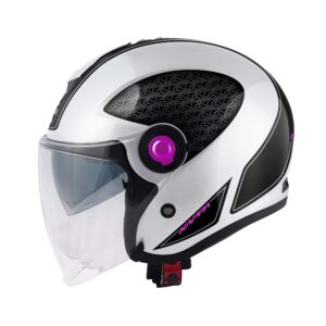 KAPPA - Casco Jet KV35 Double Visor Dexter Bianco Lucido Nero Fucsia